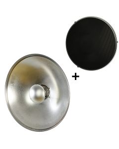 StudioKing Beauty Dish Argent SK-BD700 70 cm avec Grille en Nid d'Abeille